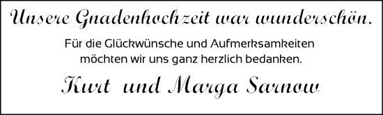 Hochzeitsanzeige von Kurt Sarnow von NWZ