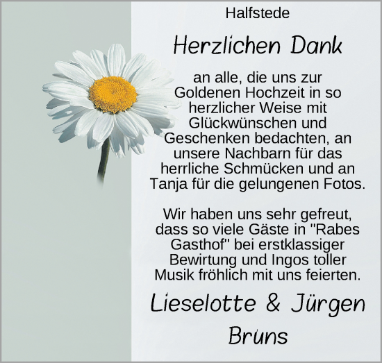 Hochzeitsanzeige von Lieselotte Bruns von NWZ
