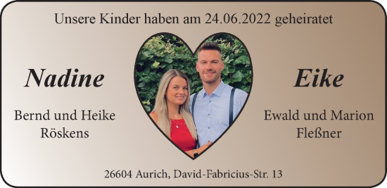 Hochzeitsanzeige von Nadine  von EZ