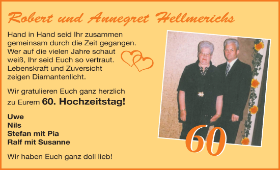 Hochzeitsanzeige von Robert Hellmerichs von NWZ