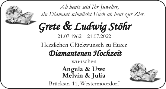Hochzeitsanzeige von Grete Stöhr von EZ