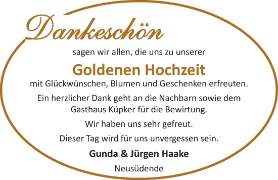 Hochzeitsanzeige von Gunda Haake von NWZ