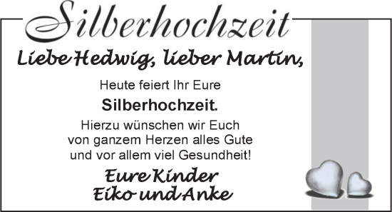 Hochzeitsanzeige von Hedwig  von EZ