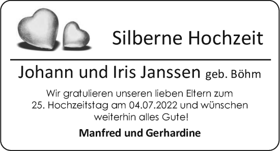 Hochzeitsanzeige von Johann Janssen von EZ