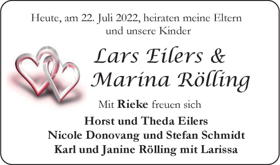 Hochzeitsanzeige von Lars Eilers von EZ