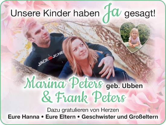 Hochzeitsanzeige von Marina Peters von EZ