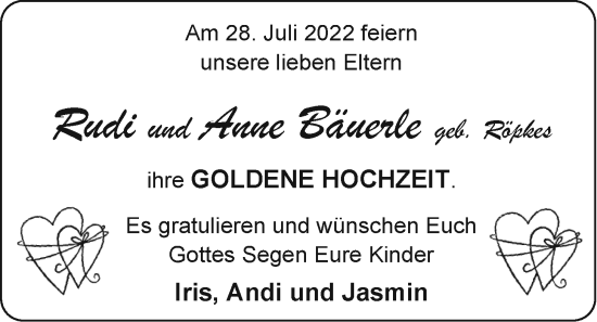 Hochzeitsanzeige von Rudi Bäuerle von EZ