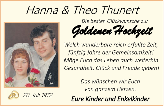 Hochzeitsanzeige von Theo Thunert von NWZ