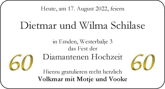 Hochzeitsanzeige von Dietmar Schilase von EZ