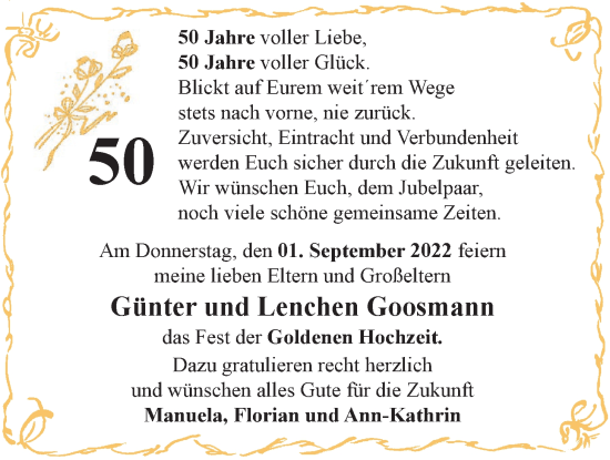 Hochzeitsanzeige von Günter Goosmann von EZ