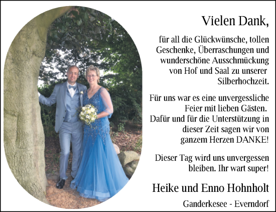 Hochzeitsanzeige von Heike Hohnholt von NWZ