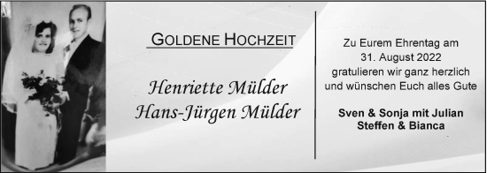 Hochzeitsanzeige von Henriette Mülder von EZ