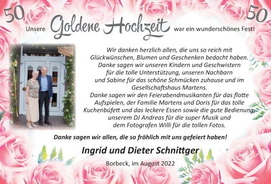 Hochzeitsanzeige von Ingrid Schnittger von NWZ