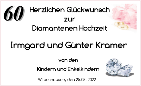 Hochzeitsanzeige von Irmgard Kramer von NWZ