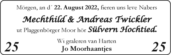 Hochzeitsanzeige von Mechthild Twickler von EZ
