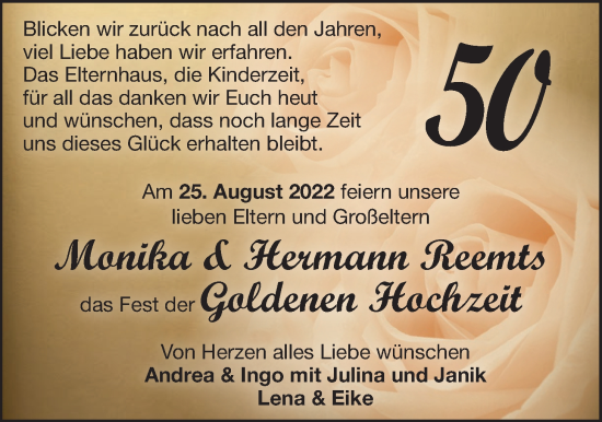 Hochzeitsanzeige von Monika Reemts von EZ
