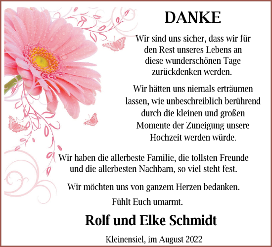 Hochzeitsanzeige von Rolf Schmidt von NWZ