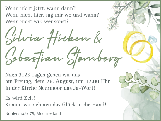 Hochzeitsanzeige von Silvia Hicken von EZ