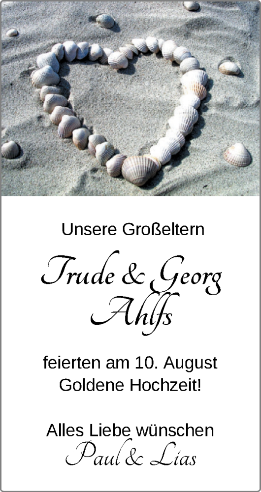 Hochzeitsanzeige von Trude Ahlfs von EZ