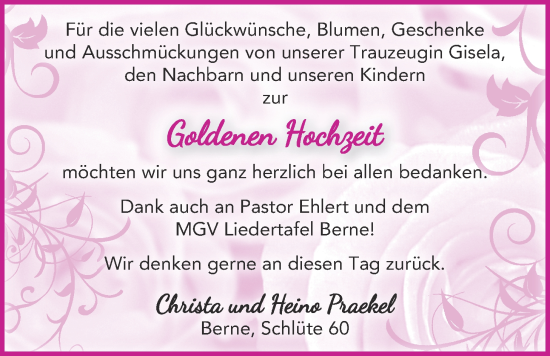 Hochzeitsanzeige von Christa Praekel von NWZ