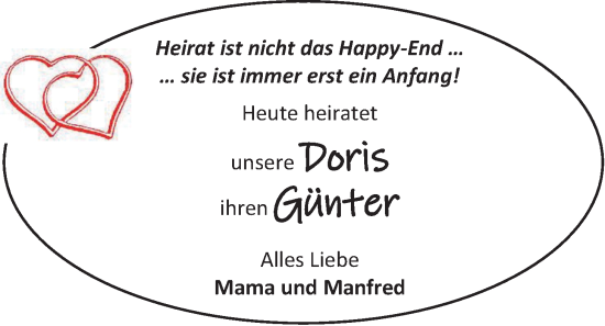 Hochzeitsanzeige von Doris  von EZ