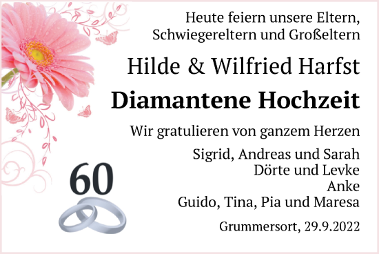 Hochzeitsanzeige von Hilde Harfst von NWZ