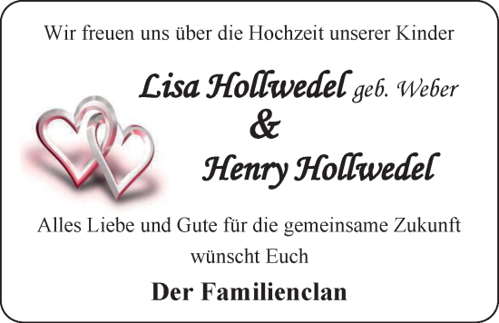 Hochzeitsanzeige von Lisa Hollwedel von EZ