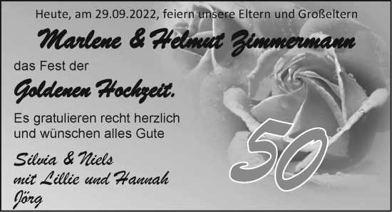 Hochzeitsanzeige von Marlene Zimmermann von EZ