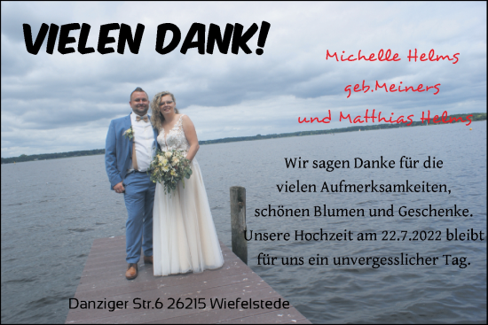 Hochzeitsanzeige von Michelle Helms von NWZ