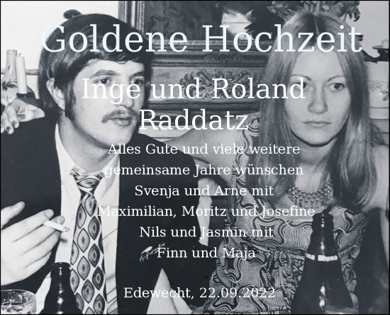 Hochzeitsanzeige von Roland Raddatz von NWZ