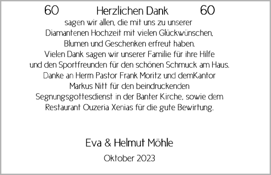 Hochzeitsanzeige von Eva Möhle von BM