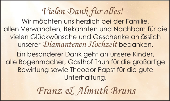 Hochzeitsanzeige von Franz Bruns von EZ