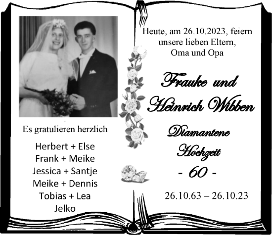 Hochzeitsanzeige von Frauke Wibben von EZ