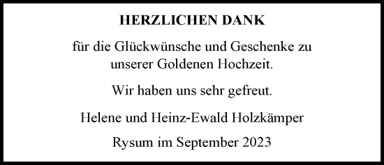Hochzeitsanzeige von Helene Holzkämper von EZ