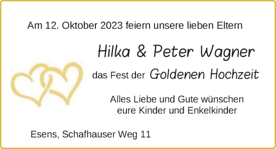 Hochzeitsanzeige von Hilka Wagner von BM