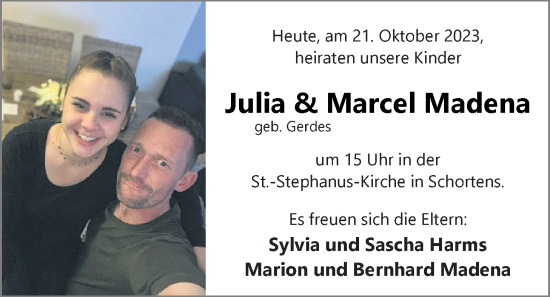 Hochzeitsanzeige von Julia Madena von BM