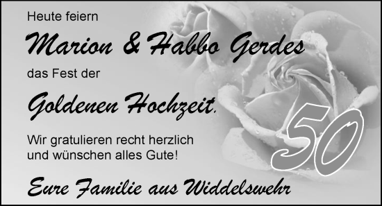 Hochzeitsanzeige von Marion Gerdes von EZ