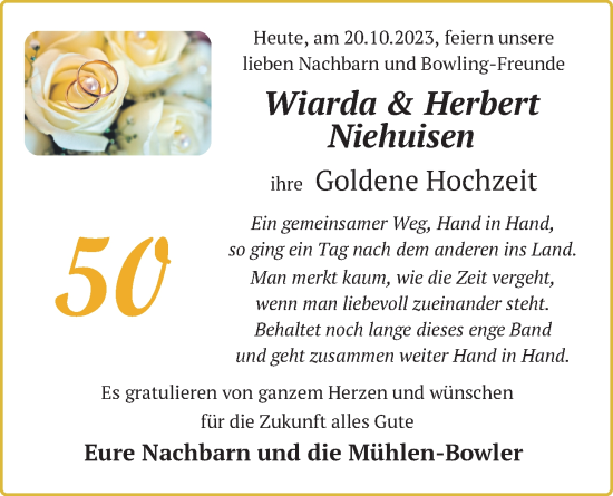 Hochzeitsanzeige von Wiarda Niehuisen von BM