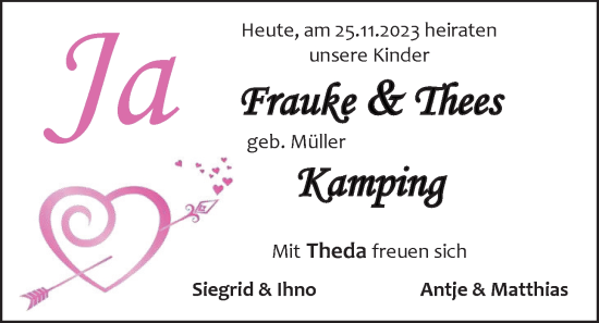 Hochzeitsanzeige von Frauke Kamping von EZ