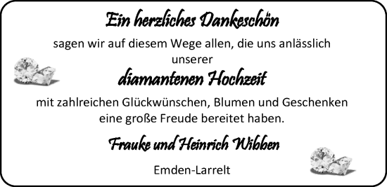 Hochzeitsanzeige von Frauke Wibben von EZ