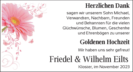 Hochzeitsanzeige von Friedel Eilts von BM