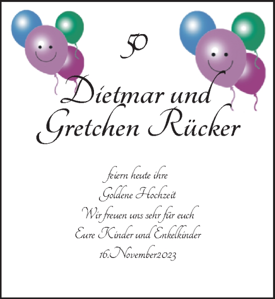 Hochzeitsanzeige von Gretchen Rücker von BM