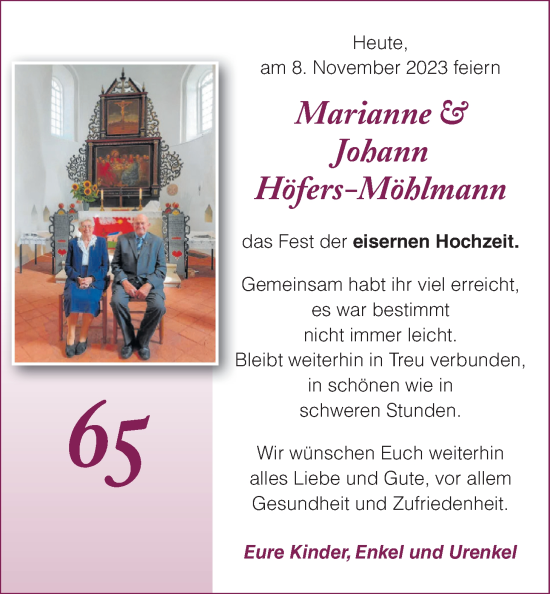 Hochzeitsanzeige von Marianne Höfers-Möhlmann von BM