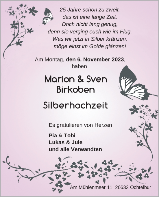 Hochzeitsanzeige von Marion Birkoben von EZ