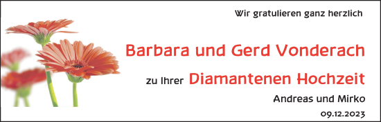 Hochzeitsanzeige von Barbara Vonderach von NWZ