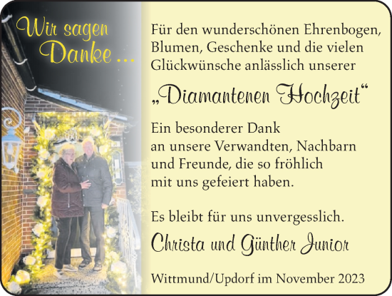 Hochzeitsanzeige von Christa Junior von BM