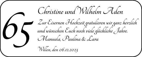 Hochzeitsanzeige von Christine Aden von BM