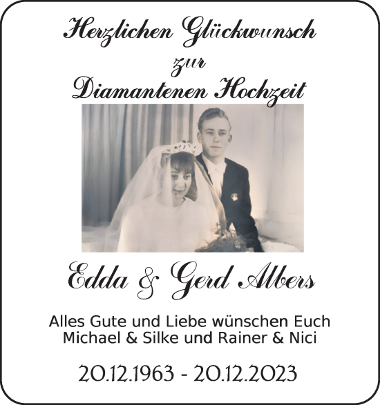Hochzeitsanzeige von Edda Albers von NWZ