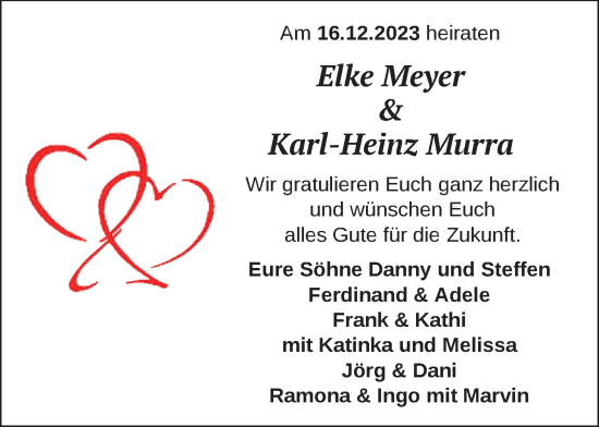 Hochzeitsanzeige von Elke Meyer von EZ