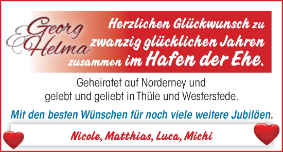 Hochzeitsanzeige von Georg  von NWZ